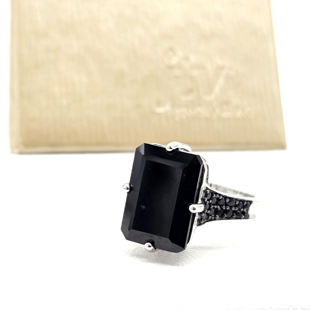 JTV Black Spinel Rhodium over sterling silver size 7